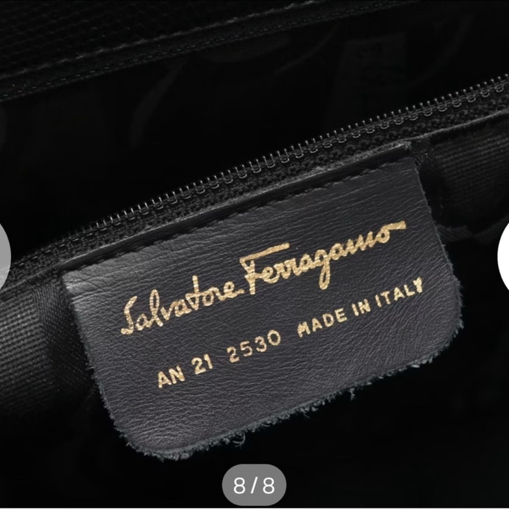 Salvatore Ferragamo Vintage Shoulder Bag Black Leather with Gold Accent - Picture 4 of 12